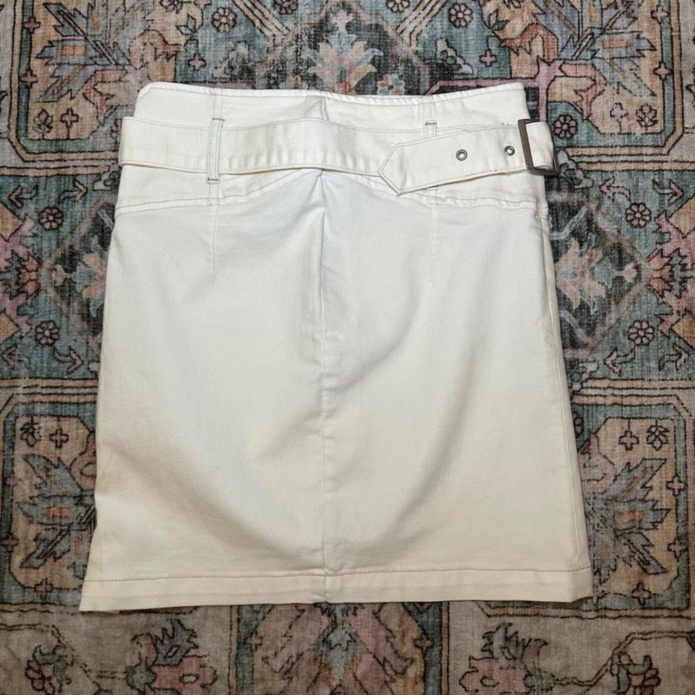 Free People cream denim mini skirt